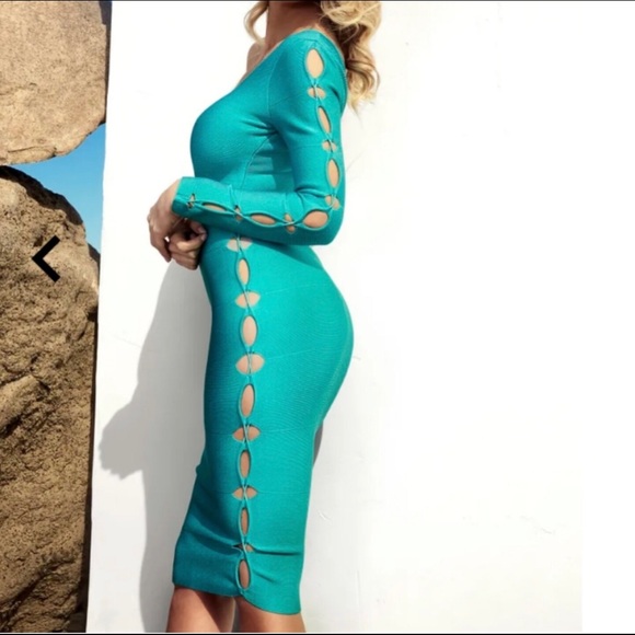 MARCIANO Guess Turquoise Teal Bandage Bodycon Dress - Size XXS, 00 - Picture 4 of 5